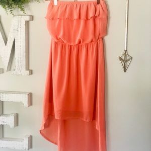 Peach Tube top high low dress